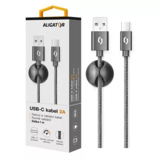 ALIGATOR podatkovni kabel PREMIUM 2A, USB-C, crni