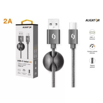 ALIGATOR podatkovni kabel PREMIUM 2A, USB-C, crni
