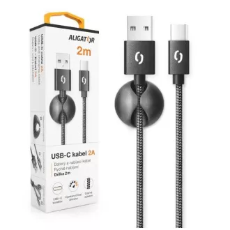 ALIGATOR podatkovni kabel PREMIUM 2A, USB-C, duljina 2 m, crni