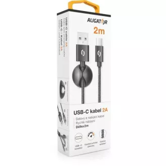 ALIGATOR podatkovni kabel PREMIUM 2A, USB-C, duljina 2 m, crni