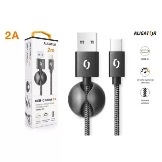 ALIGATOR podatkovni kabel PREMIUM 2A, USB-C, duljina 2 m, crni