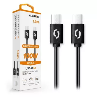 ALIGATOR podatkovni kabel POWER 100W, USB-C/USB-C 5A, duljina 1,5 m, crni
