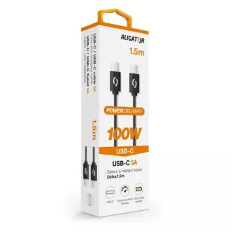 ALIGATOR podatkovni kabel POWER 100W, USB-C/USB-C 5A, duljina 1,5 m, crni
