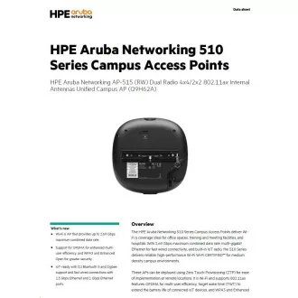 HPE Aruba Networking AP-515 (RW) dvostruki radio 4x4/2x2 802.11ax interne antene Unified Campus AP RENEW Q9H62A