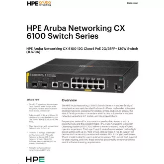 Aruba 6100 12G Class4 PoE 2G/2SFP+ 139W prekidač JL679A OBNOVI Aruba 6100 12G Class4 PoE 2G/2SFP+ 139W prekidač JL679A OBNOVI