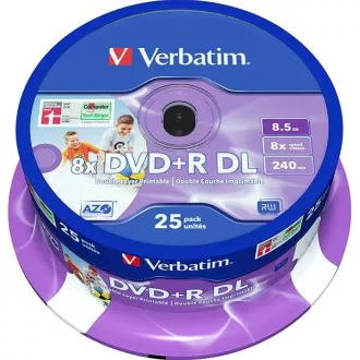 VERBATIM DVD + R (pakiranje od 25) / dvoslojni vreteno 8X 8,5 GB inkjet za ispis