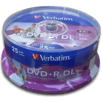 VERBATIM DVD + R (pakiranje od 25) / dvoslojni vreteno 8X 8,5 GB inkjet za ispis