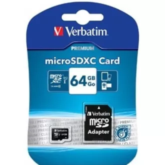 VERBATIM MicroSDXC kartica 64GB Premium, U1 + adapter