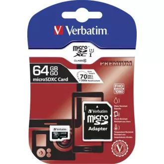 VERBATIM MicroSDXC kartica 64GB Premium, U1 + adapter