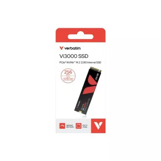 VERBATIM SSD Vi3000 Interni PCIe NVMe M.2 SSD 256 GB, W 1300/ R 3300 MB/s VERBATIM SSD Vi3000 Interni PCIe NVMe M.2 SSD 256 GB, W 1300/ R 3300 MB/s