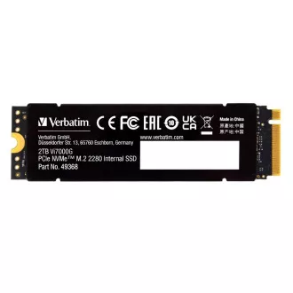VERBATIM SSD Vi7000G Interni PCIe NVMe M.2 SSD 4TB, W 6700/ R 7400MB/s