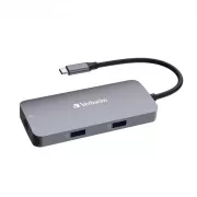 VERBATIM Hub USB-C Pro Multiport 5 Port, 2x USB 3.2, 1x USB-C, HDMI, RJ45, sivi