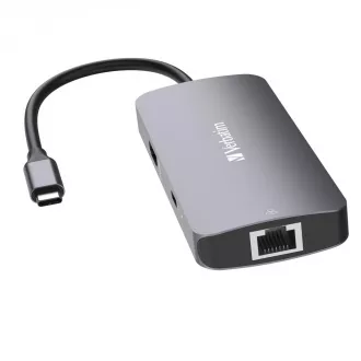 VERBATIM Hub USB-C Pro Multiport 5 Port, 2x USB 3.2, 1x USB-C, HDMI, RJ45, sivi