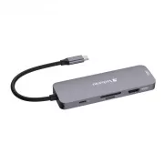 VERBATIM Hub USB-C Pro Multiport 8 Port, 3x USB 3.2, 1x USB-C, 2xHDMI, microSD/SD, sivi