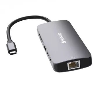 VERBATIM Hub USB-C Pro Multiport 9 Port, 3x USB 3.2, 2x USB-C, HDMI, RJ45, microSD/SD, sivi VERBATIM Hub USB-C Pro Multiport 9 Port, 3x USB 3.2, 2x USB-C, HDMI, RJ45, microSD/SD, sivi