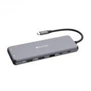 VERBATIM Hub USB-C Pro višeportni 13-portni, 6x USB-A, 2x USB-C, 2x HDMI, DP, RJ45, 3,5 mm audio priključak, sivi