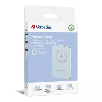 VERBATIM Powerbank Charge 'n' Go, magnetski, 10000 mAh, USB-C, plavi