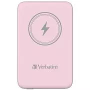 VERBATIM Powerbank Charge 'n' Go, magnetski, 10000 mAh, USB-C, ružičasti