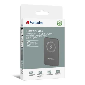 VERBATIM Power bank Charge 'n' Go, magnetski, 10000 mAh, USB-C, sivi