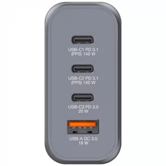 VERBATIM GaN mrežni punjač GNC-200, 200W, 3x USB-C, 1x USB