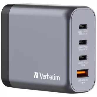 VERBATIM GaN mrežni punjač GNC-240, 240W, 3x USB-C, 1x USB
