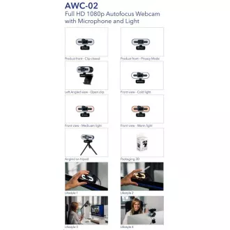 VERBATIM web kamera AWC-02 Full HD 1080p autofokus, mikrofon, svjetlo