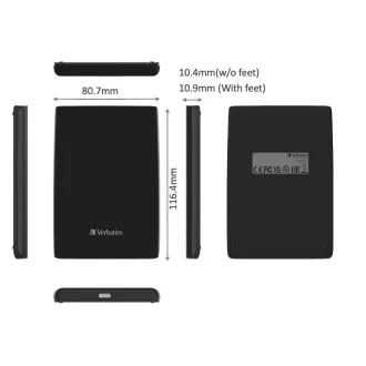 VERBATIM vanjski SSD 1TB Store 'n' Go Slim prijenosni USB 3.0, USB-A/USB-C, crni