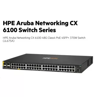 HPE Aruba Networking CX 6100 48G Class4 PoE 4SFP+ 370W prekidač OBNOVI JL675A