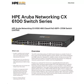 HPE Aruba Networking CX 6100 48G Class4 PoE 4SFP+ 370W prekidač OBNOVI JL675A