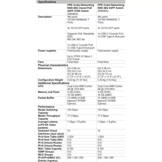 HPE Aruba Networking CX 6000 48G 4SFP prekidač R8N86AR OBNOVI
