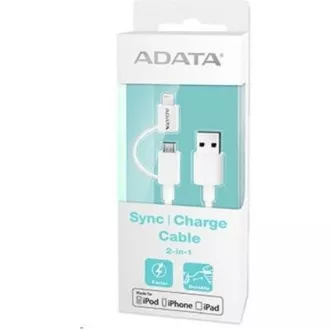 ADATA Sync & Charge Lightning kabel - USB A 2.0, 100cm, plastični, bijeli ADATA Sync & Charge Lightning kabel - USB A 2.0, 100cm, plastični, bijeli