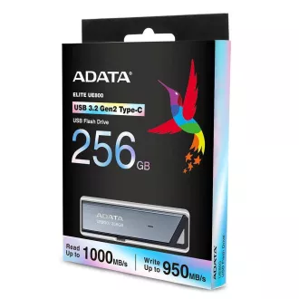 ADATA Flash disk 256GB UE800, USB 3.2 USB-C, Elite disk, sivi
