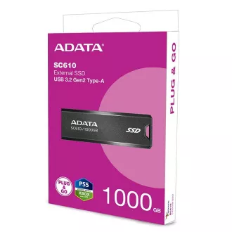 ADATA vanjski SSD 1TB SC610, USB-A 3.2, crni