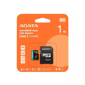 ADATA MicroSDXC kartica 1TB Premier Pro UHS-I V30S (R:100/W:80 MB/s) + SD adapter