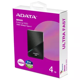 ADATA vanjski SSD 4TB SE920, USB 4 Type-C, R:3800/W:3700MB/s, crni