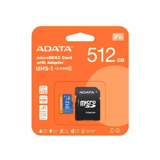 ADATA MicroSDXC kartica 512GB Premier UHS-I C10 V10 (R:100/W:25 MB/s) + SD adapter