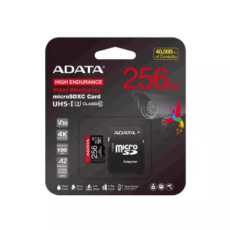 ADATA MicroSDXC kartica 256GB High Endurance UHS-I C10 V30 A2 (R:100/W:85 MB/s) + SD adapter ADATA MicroSDXC kartica 256GB High Endurance UHS-I C10 V30 A2 (R:100/W:85 MB/s) + SD adapter