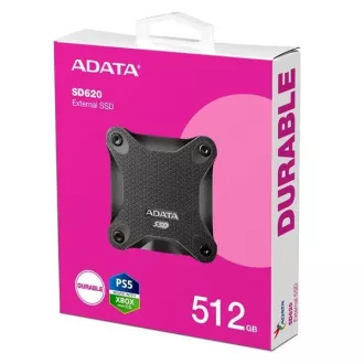 ADATA vanjski SSD 512 GB SD620, USB Micro-B, USB 3.2 Gen 2, R:520/W:460MB/s, crni