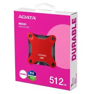 ADATA vanjski SSD 512 GB SD620, USB Micro-B, USB 3.2 Gen 2, R:520/W:460MB/s, crveni