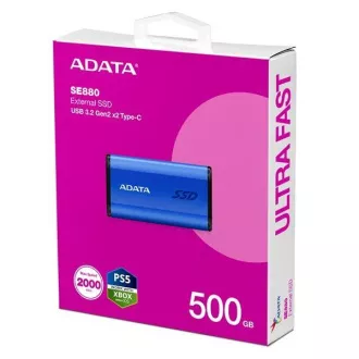 ADATA vanjski SSD 500GB SE880, USB-C 3.2 Gen 2x2, R:2000/W:2000MB/s, plavi