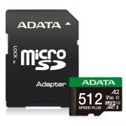 ADATA MicroSDXC kartica 512GB Speed Plus, U3, C10, A2, V30 (R:180/W:160 MB/s) + SD adapter