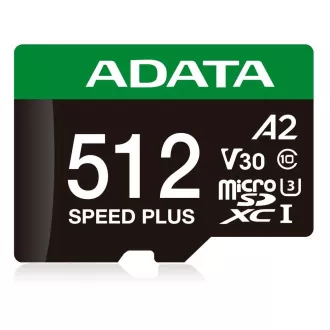 ADATA MicroSDXC kartica 512GB Speed Plus, U3, C10, A2, V30 (R:180/W:160 MB/s) + SD adapter