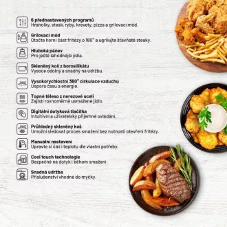 Lauben Glass&Grill Air Fryer 3in1 5500BG - friteza na vrući zrak Lauben Glass&Grill Air Fryer 3in1 5500BG - friteza na vrući zrak