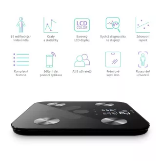 TrueLife FitShape S6 BT - bluetooth vaga za bioelektričnu impedanciju - crna