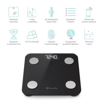 TrueLife FitScale W1 BT crna - vaga za bioelektričnu impedanciju s Bluetoothom