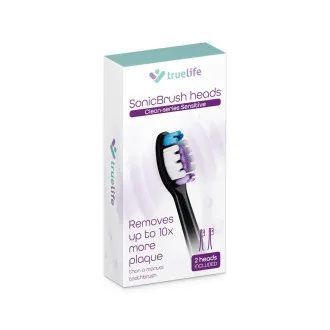 TrueLife SonicBrush glave Clean-serije, osjetljive crne, pakiranje od 2 komada