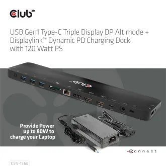 Club3D USB-C priključna stanica 12v1, 1xDP, 2xHDMI, 1xUSB-C, 5xUSB, 1xRJ45, 1x3.5mm, čitač SD kartica, crna