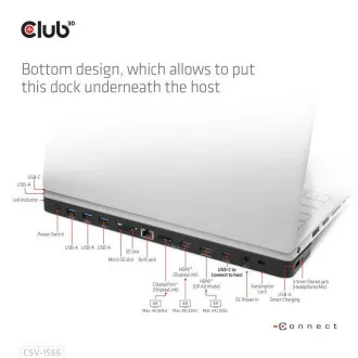 Club3D USB-C priključna stanica 12v1, 1xDP, 2xHDMI, 1xUSB-C, 5xUSB, 1xRJ45, 1x3.5mm, čitač SD kartica, crna