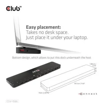 Club3D USB-C priključna stanica 12v1, 1xDP, 2xHDMI, 1xUSB-C, 5xUSB, 1xRJ45, 1x3.5mm, čitač SD kartica, crna