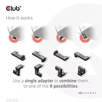 Club3D USB-C Gen2 kutni adapter set od 2, 4K120Hz, 240W, (M/Ž)